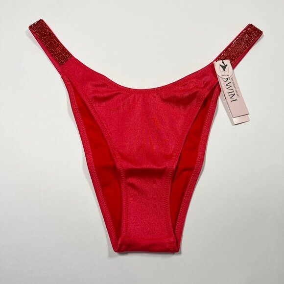 Victoria Secret 38D XL Bombshell Push Up Top Cheeky Bikini Set Shine Strap Pink - Picture 8 of 13